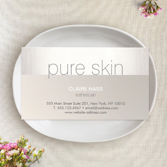 Modern Silver Taupe Aesthetician Spa Business Card (Creator Uploaded)