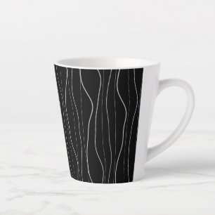 Modern Silver Wavy Lines Pattern Latte Mug