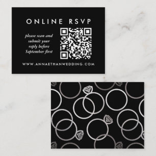 Modern Silver Wedding Online QR Code RSVP Enclosure Card