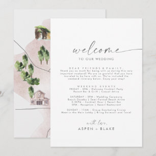 Modern Silver Welcome Letter Itinerary & Map