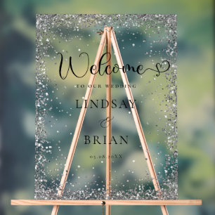 Modern Silver Welcome Wedding Acrylic Sign