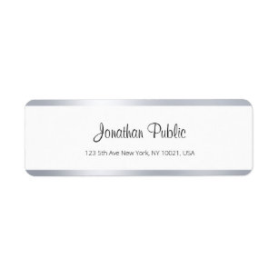 Modern Silver White Chic Handwritten Script Simple