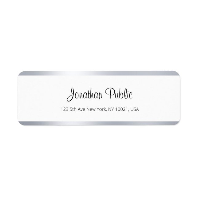 Modern Silver White Chic Handwritten Script Simple (Front)