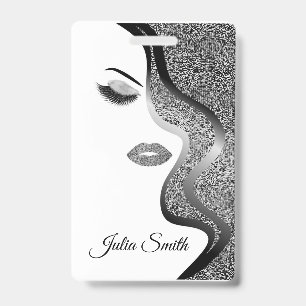 Modern Silver with Glitter Effect  ID Badge