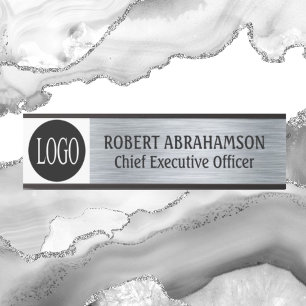 Modern Silver Your Logo Door Sign