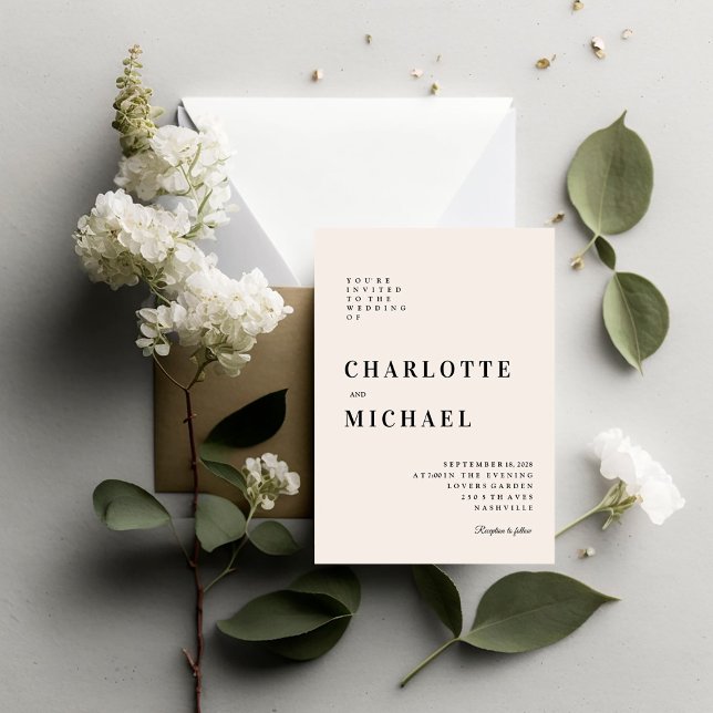 Modern, simpel, elegante Einladung Invitation (Modern, simple, beoge wedding invitation. Matching for different styles of colors. )