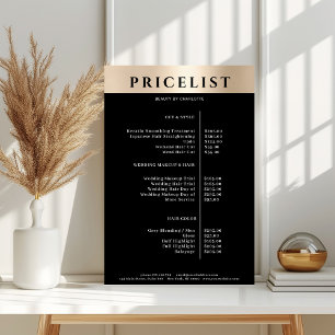 Modern Simpel Gold Salon Price List Poster
