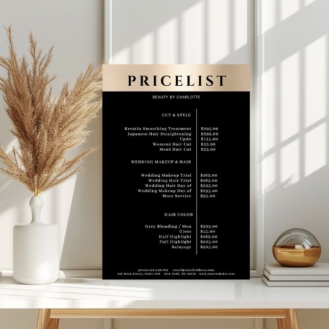 Modern Simpel Gold Salon Price List Poster (Creator Uploaded)