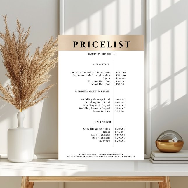 Modern Simpel Gold Salon Price List Poster (Creator Uploaded)