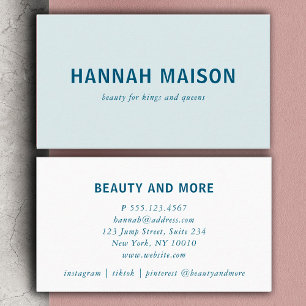 Modern, simpel, professional, salon, blue business card