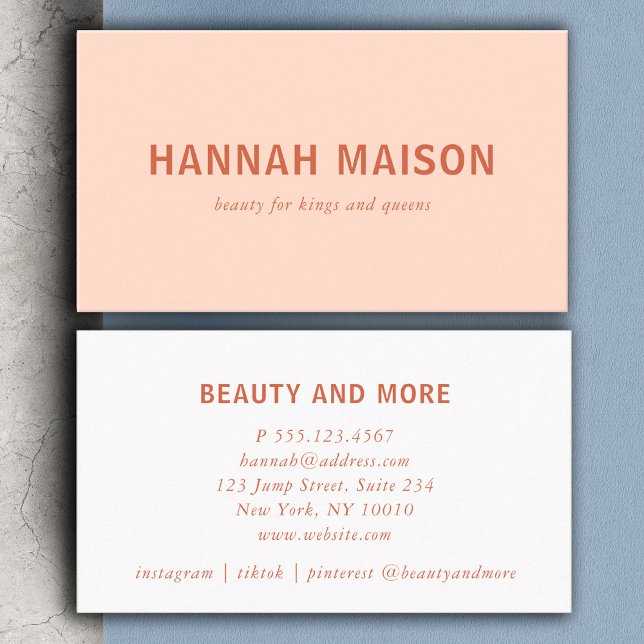 Modern, simpel, professional, salon, peach business card (Creator Uploaded)