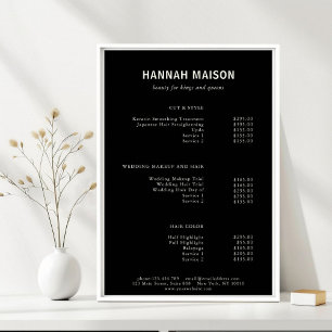 Modern Simpel, Professional, Salon, Price List Pos Poster