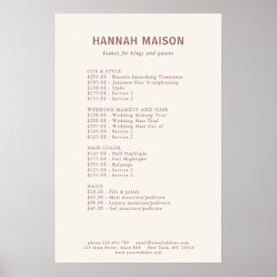 Modern Simpel, Professional, Salon, Price List Poster