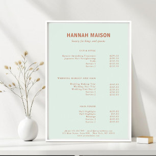 Modern Simpel, Professional, Salon, Price List Poster