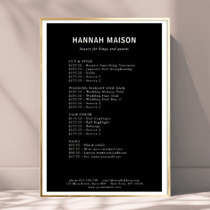 Modern Simpel, Professional, Salon, Price List Poster