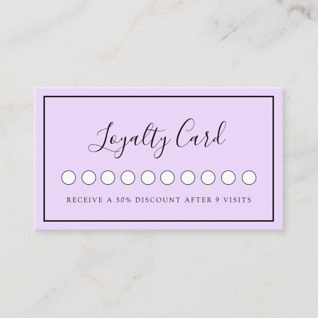 Modern Simpel Purple Salon & Spa Loyalty Business Card (Front)