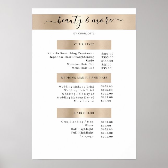 Modern Simpel Salon Price List Poster (Front)