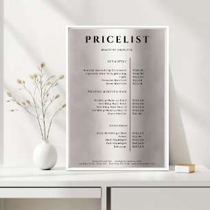 Modern Simpel Silver Salon Price List Poster
