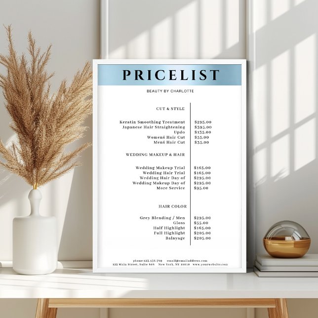 Modern SimpelBlue Salon Price List Poster (Creator Uploaded)