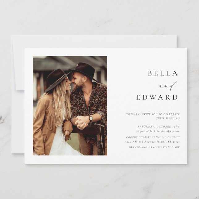 Modern Simple 2 Photos Elegant Wedding Invitation (Front)