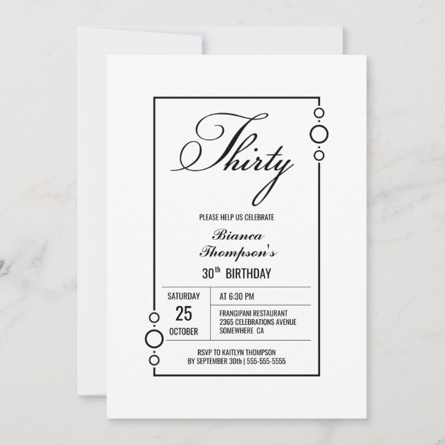 Modern Simple 30th Birthday Party Invitation (Front)