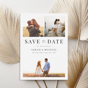 Modern Simple 3 Photo Collage Wedding Save The Date
