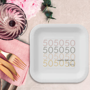 Modern Simple 50 Birthday Paper Plate