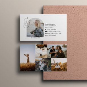 Modern Simple 5 Photo Collage Photographer Business Card