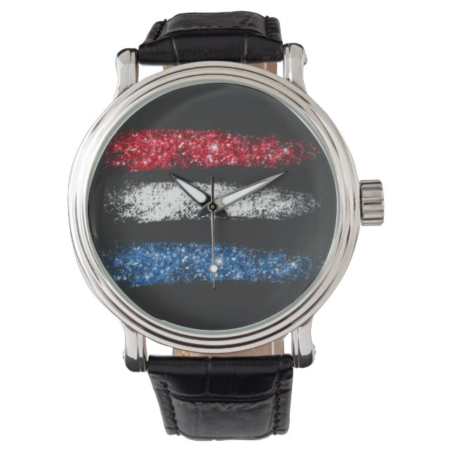 *~* Modern Simple Abstract American Flag USA Watch (Front)