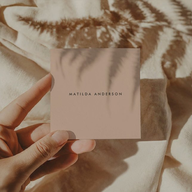 Modern simple abstract beige green terracotta square business card (Creator Uploaded)