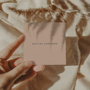 Modern simple abstract beige green terracotta square business card