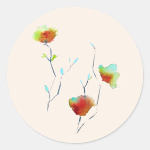 Modern simple abstract flower art design classic round sticker