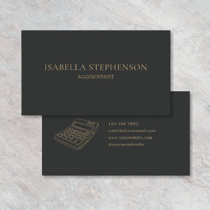 Modern Simple Accountant Bookkeeper Dark Grey Gold Business Card