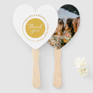 Modern Simple Add Couple Name Date Photo Thanks Hand Fan