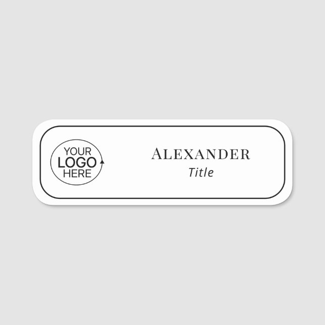 Modern Simple Add Your Logo Employee Name Tag (Front)