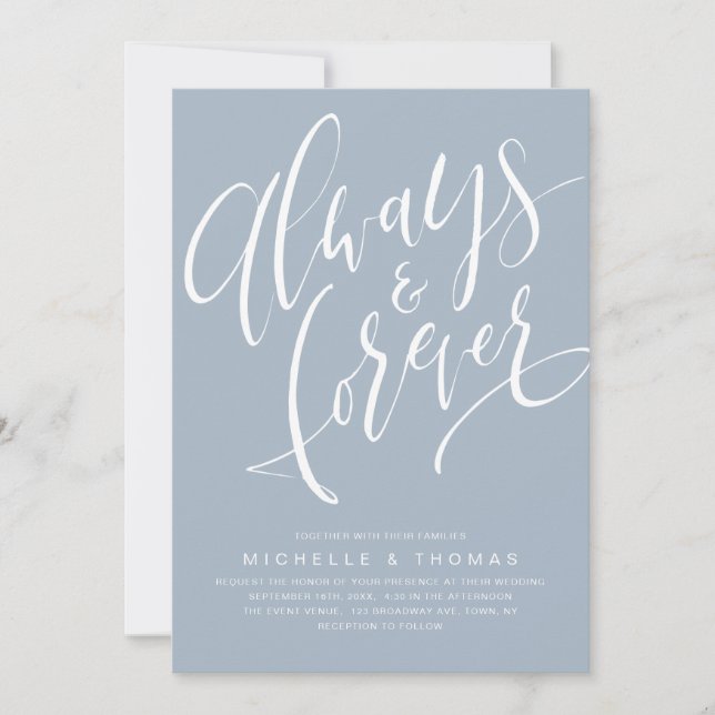 Modern Simple Always And Forever Script Wedding Invitation (Front)
