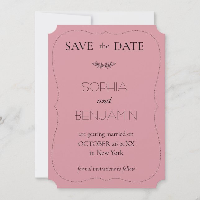 Modern Simple And Minimalist Wedding Save The Date Invitation (Front)