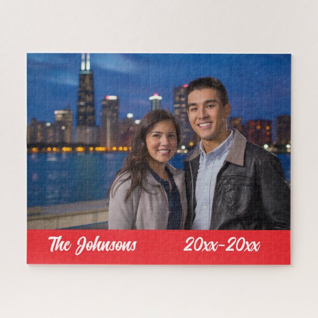 Modern Simple Anniversary Photo Jigsaw Puzzle (Horizontal)