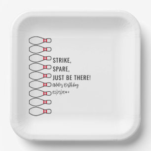 Modern Simple Any Age Bowling Birthday Party Paper Plate