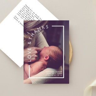 Modern Simple Arch Love & Thanks Photo Baby Shower Thank You Card