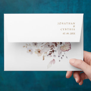 Modern Simple Autumn Dried Floral & Leaves Wedding Envelope