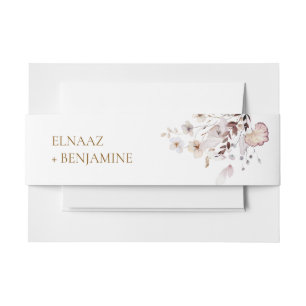 Modern Simple Autumn Dried Floral & Leaves Wedding Invitation Belly Band