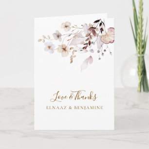 Modern Simple Autumn Dried Floral & Leaves Wedding Thank You Card