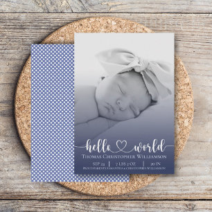 Modern Simple Baby Boy announcement Photo Script 