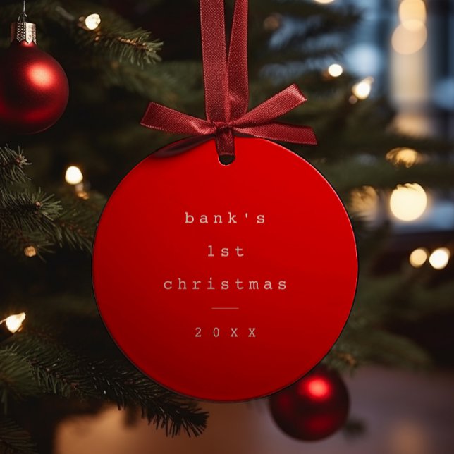 Modern Simple Baby First Christmas Baby Photo Ceramic Tree Decoration (Baby's first christmas photo christmas tree ornament.)