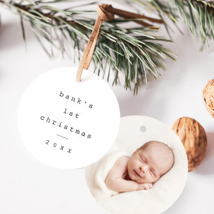 Modern Simple Baby First Christmas Baby Photo Ceramic Tree Decoration