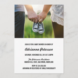 Modern Simple Baby Shower Couple Photo Invitation