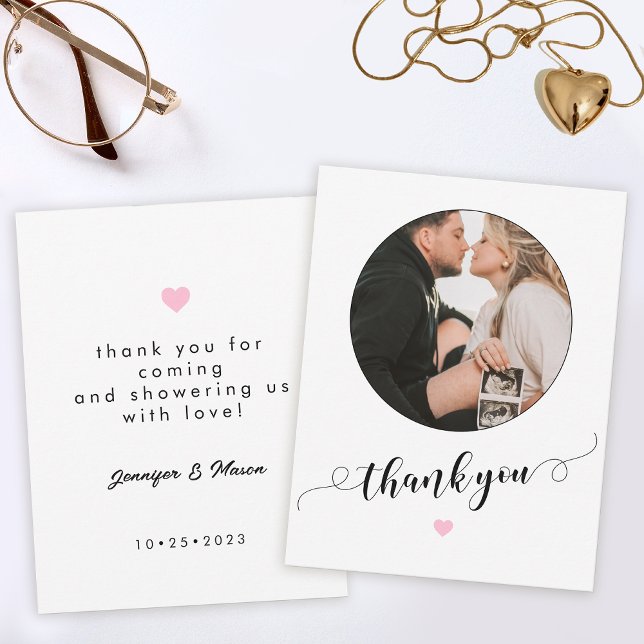 Modern simple baby shower photo thank you cards (Creator Uploaded)