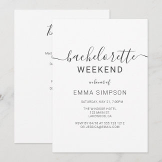 Modern Simple Bachelorette Weekend Invitation