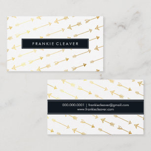 MODERN SIMPLE BADGE trendy arrow pattern gold foil Business Card